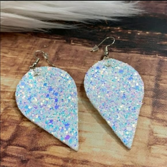 Jewelry - RELISTED Iridescent White Glitter Earrings